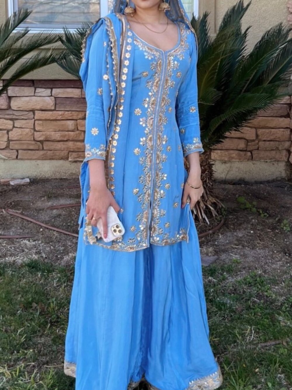 ✨ Elegant Powder Blue Sharara Suit – 3-Piece Set ✨